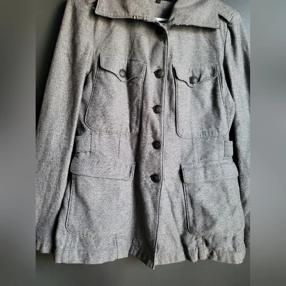 Vintage Rag & Bone Gray Black Utility Military Jacket Sz 8 Cotton